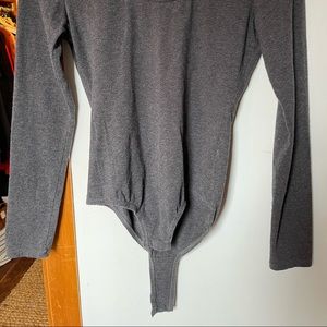 J.Crew Dark Grey Scoop-neck Bodysuit